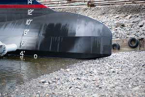 M/V Susitna sitting partially on the beach