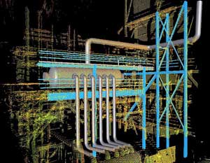 Pipe model superimposed into a point cloud