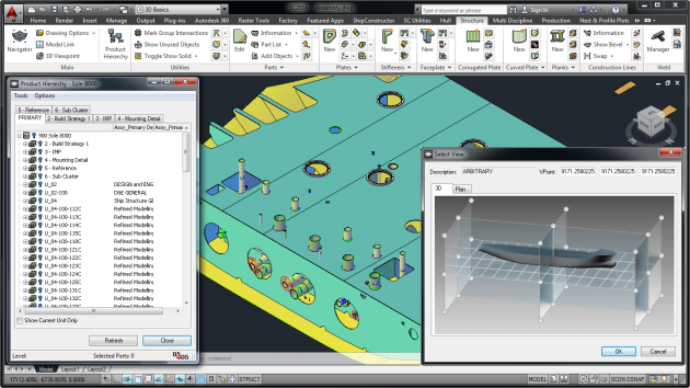 AutoCAD based ShipConstructor software interface