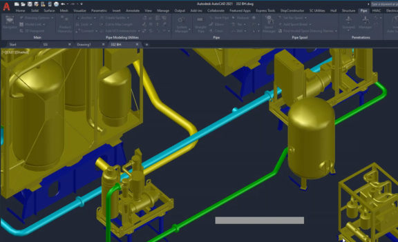 Rapidly create a 3D piping system