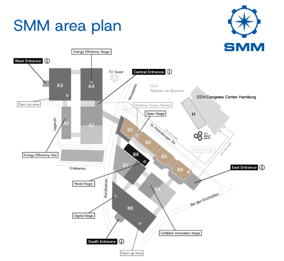 SMM 2026 area plan map showing hall B2 highlighted